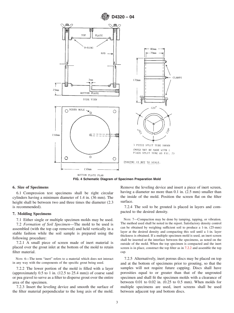 ASTM D4320-04 - Standard Practice for Laboratory Preparation of Chemically Grouted Soil Specimens for Obtaining Design Strength Parameters