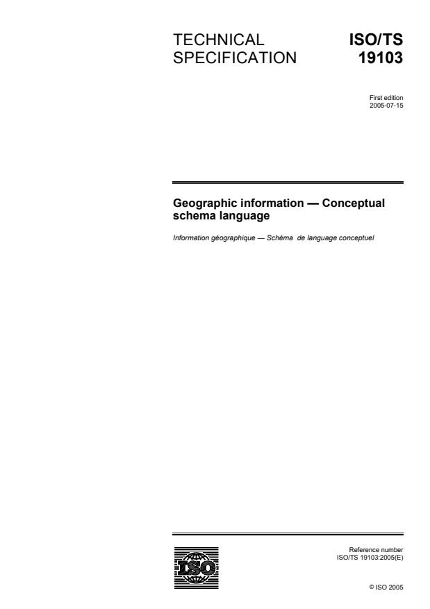 ISO/TS 19103:2005 - Geographic information -- Conceptual schema language