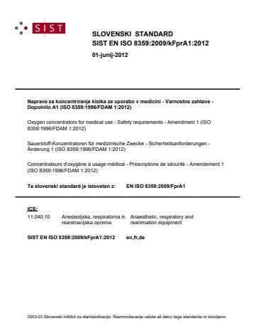 EN ISO 8359:2009/kFprA1:2012