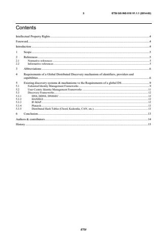 ETSI GS INS 010 V1.1.1 (2014-03) - Identity and access management for Networks and Services; Requirements of a global distributed discovery mechanism of identifiers, providers and capabilities