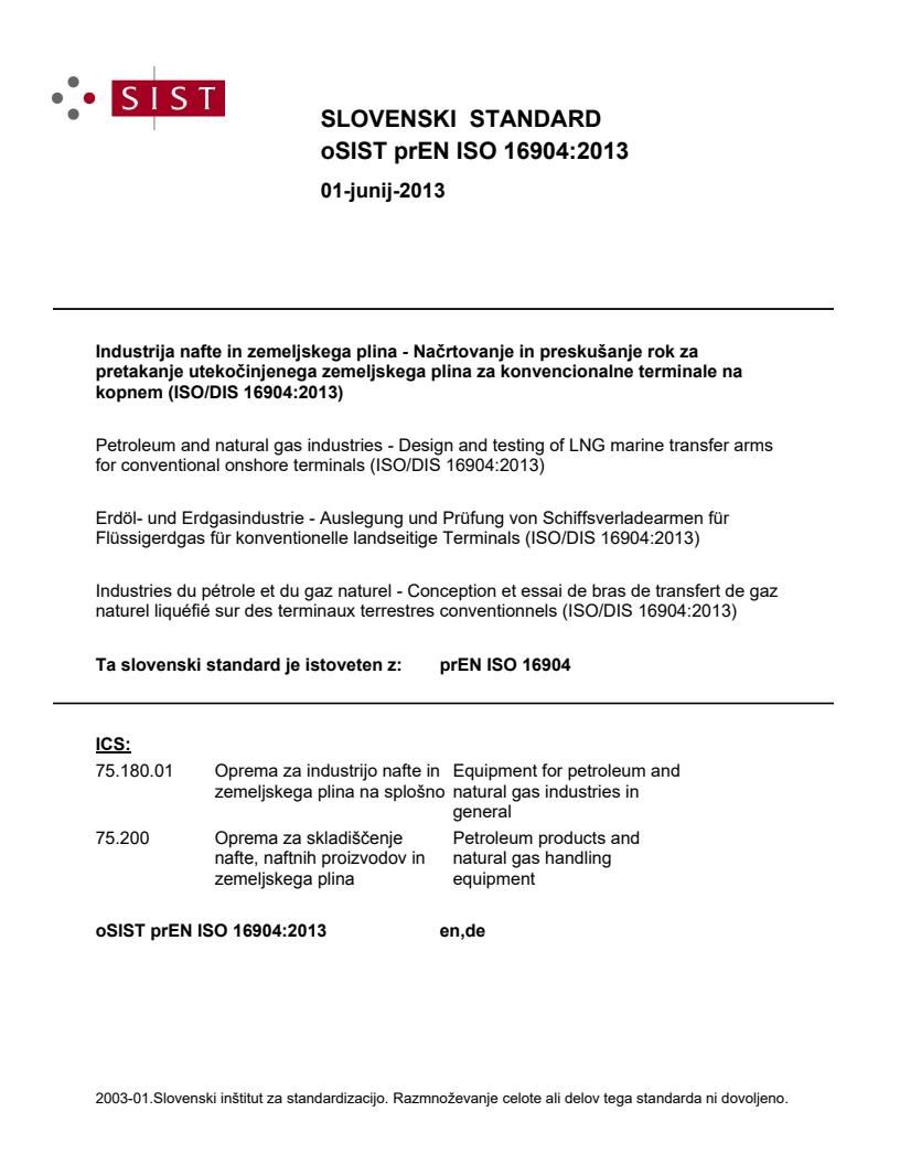 prEN ISO 16904:2013