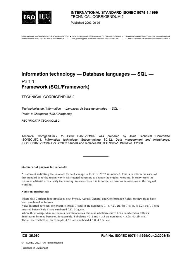 ISO/IEC 9075-1:1999/Cor 2:2003