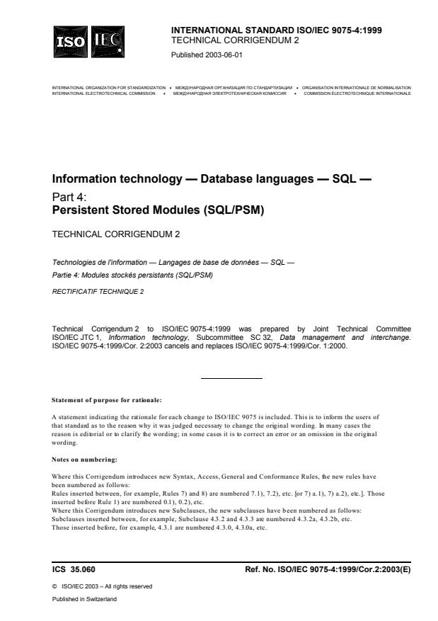 ISO/IEC 9075-4:1999/Cor 2:2003