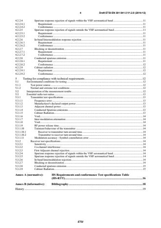 SIST EN 301 841-3 V1.2.1:2015 ETSI EN 301 841-3 V1.2.0 (2014-12) - VHF air-ground Digital Link (VDL) Mode 2; Technical characteristics and methods of measurement for ground-based equipment; Part 3: Harmonized EN covering the essential requirements of article 3.2 of the R&TTE Directive - Page 4 preview