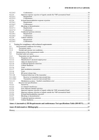 SIST EN 301 841-3 V1.2.1:2015 ETSI EN 301 841-3 V1.2.1 (2015-04) - VHF air-ground Digital Link (VDL) Mode 2; Technical characteristics and methods of measurement for ground-based equipment; Part 3: Harmonized EN covering the essential requirements of article 3.2 of the R&TTE Directive - Page 4 preview