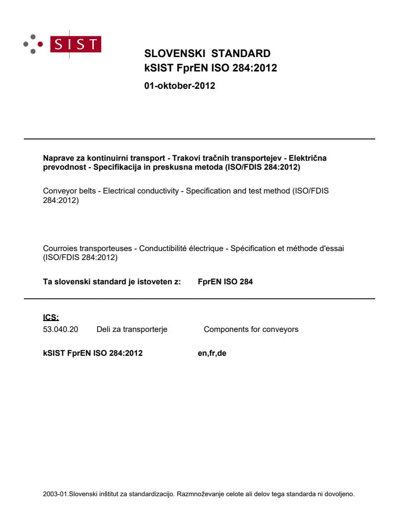 k FprEN ISO 284:2012