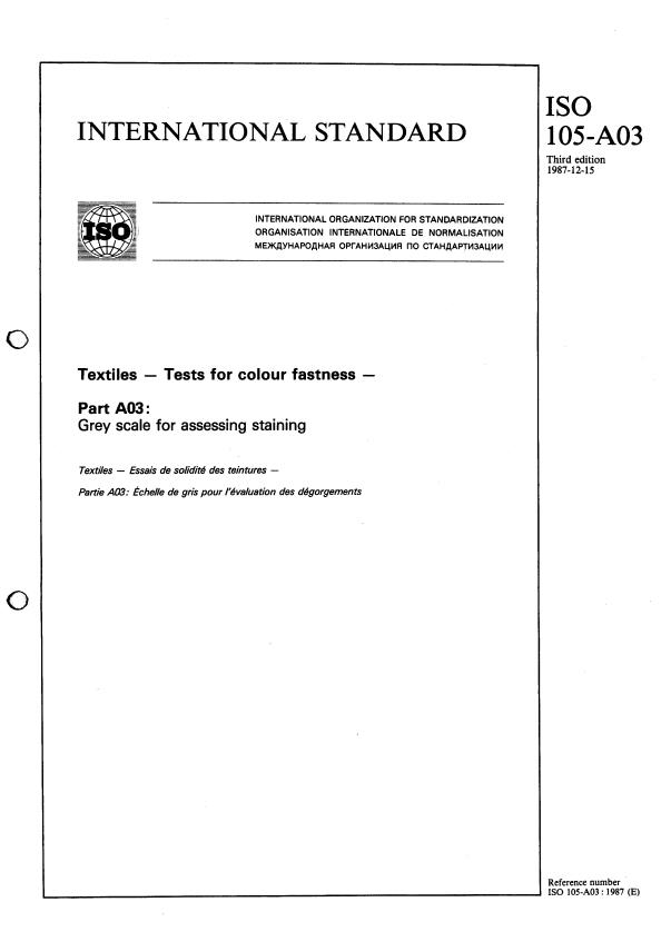 ISO 105-A03:1987 - Textiles -- Tests for colour fastness