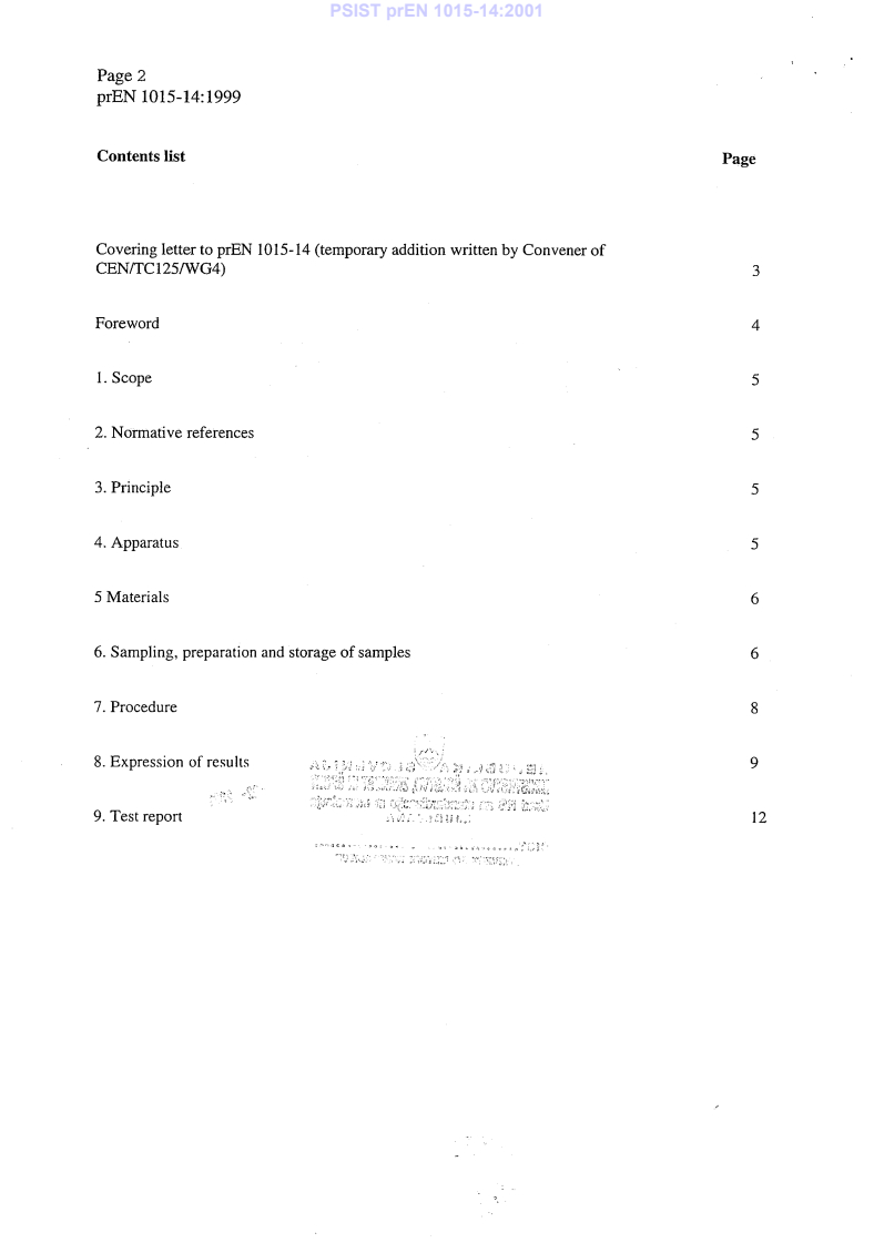 prEN 1015-14 P prEN 1015-14:2001 - Page 4 preview