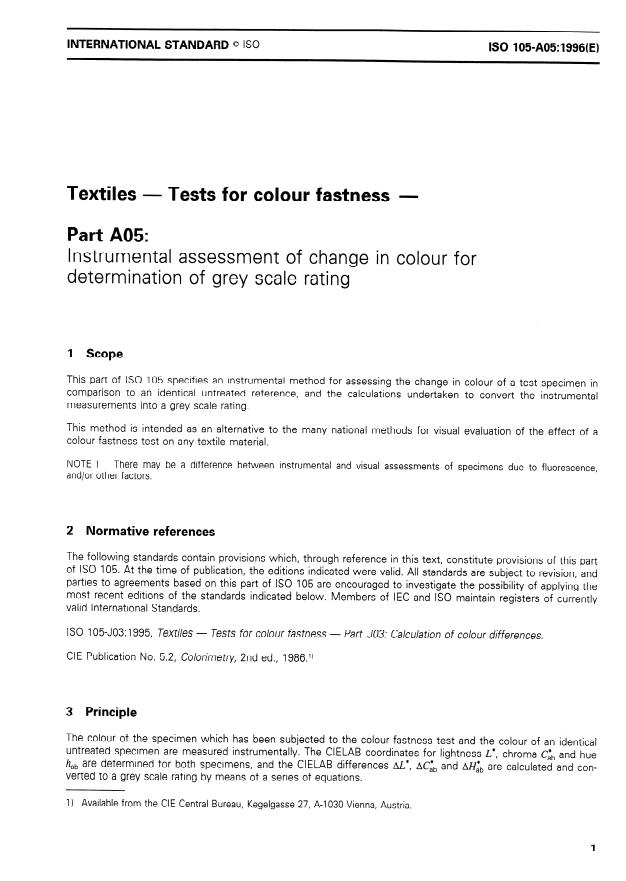 ISO 105-A05:1996 - Textiles -- Tests for colour fastness