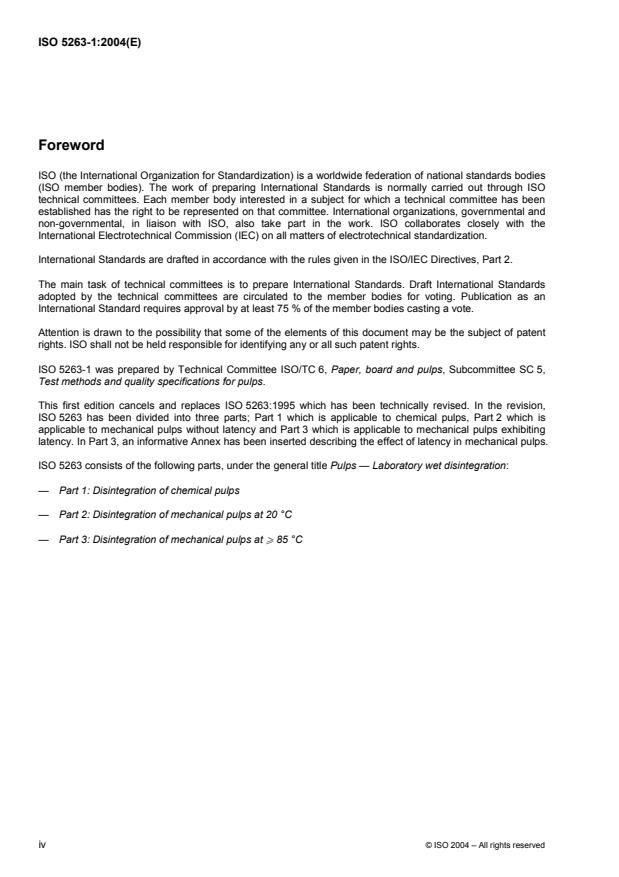 ISO 5263-1:2004 ISO 5263-1:2004 - Pulps -- Laboratory wet disintegration - Page 4 preview