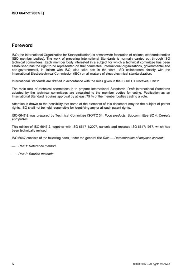 ISO 6647-2:2007 ISO 6647-2:2007 - Rice -- Determination of amylose content - Page 4 preview