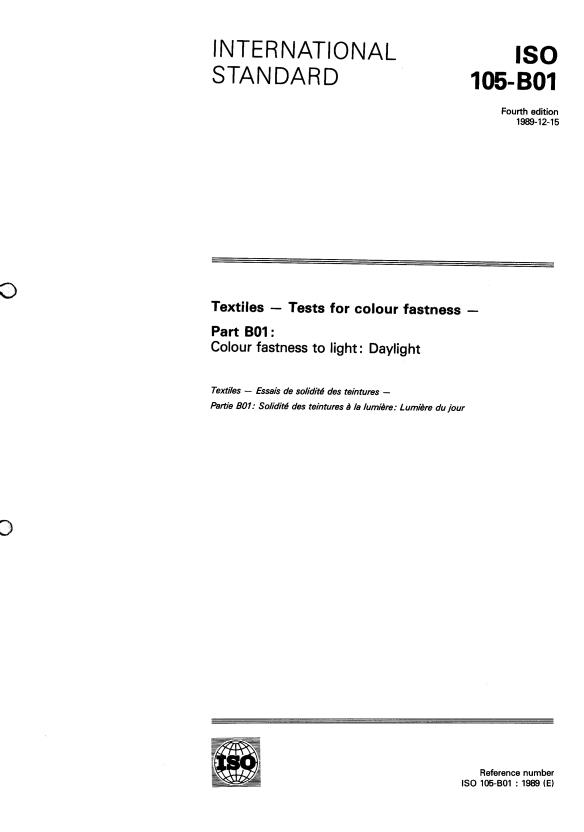 ISO 105-B01:1989 - Textiles -- Tests for colour fastness