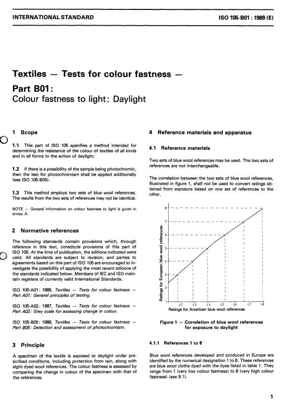 ISO 105-B01:1989 - Textiles -- Tests for colour fastness