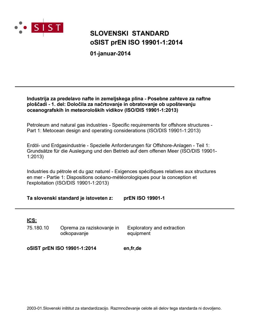 prEN ISO 19901-1:2014 - BARVE