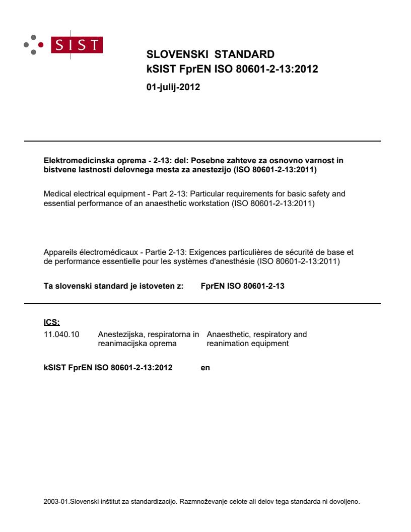 k FprEN ISO 80601-2-13:2012