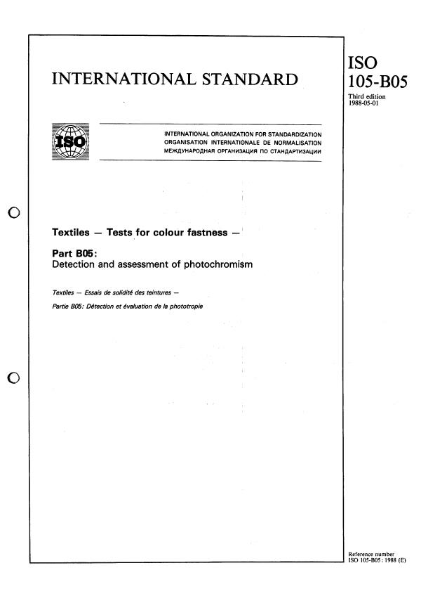 ISO 105-B05:1988 - Textiles -- Tests for colour fastness