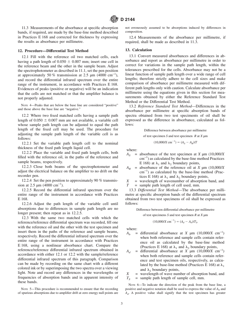 ASTM D2144-01e1 - Standard Test Methods for Examination of Electrical Insulating Oils by Infrared Absorption