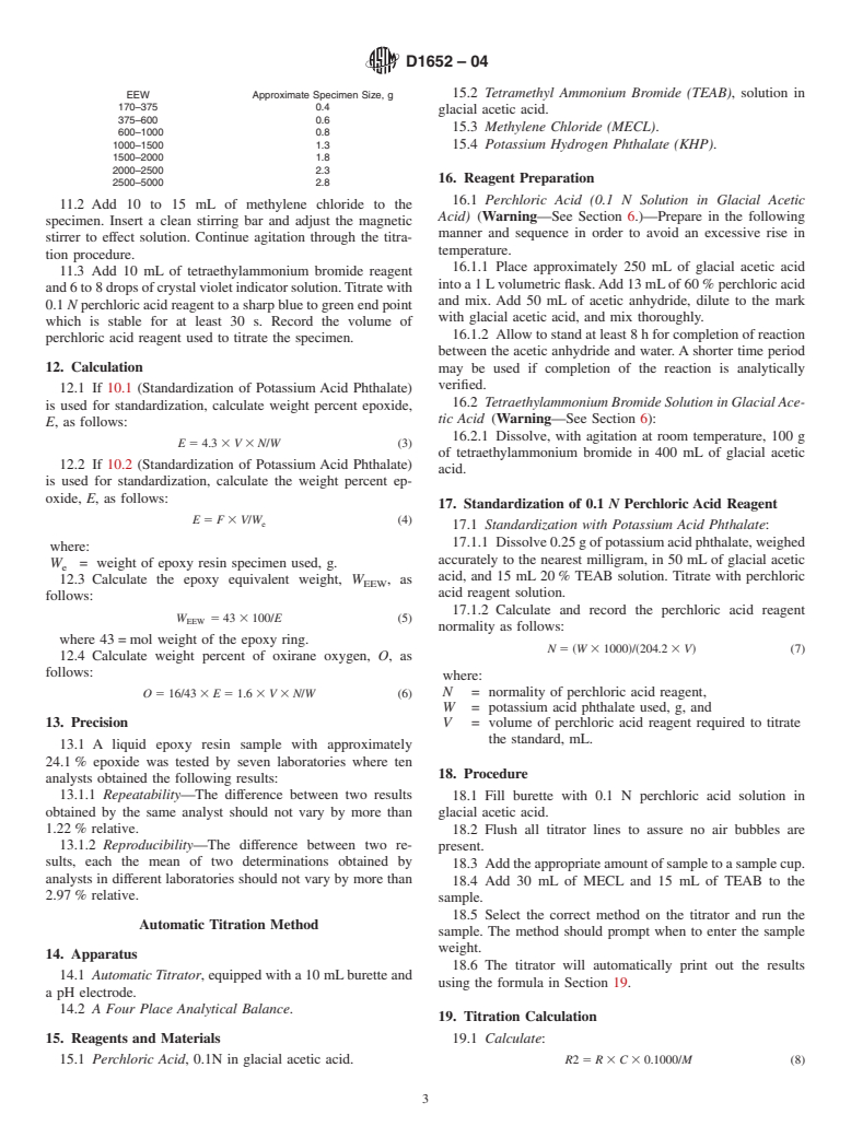 ASTM D1652-04 - Standard Test Method for Epoxy Content of Epoxy Resins