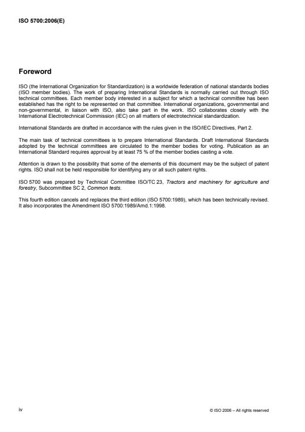 ISO 5700:2006 ISO 5700:2006 - Tractors for agriculture and forestry -- Roll-over protective structures (ROPS) -- Static test method and acceptance conditions - Page 4 preview