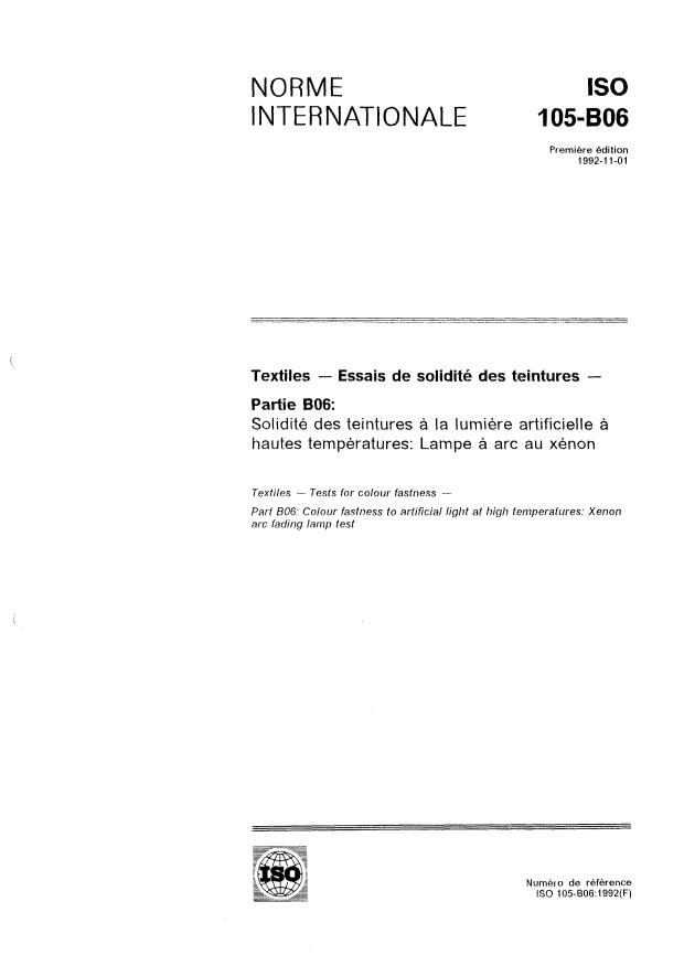 ISO 105-B06:1992 - Textiles -- Essais de solidité des teintures