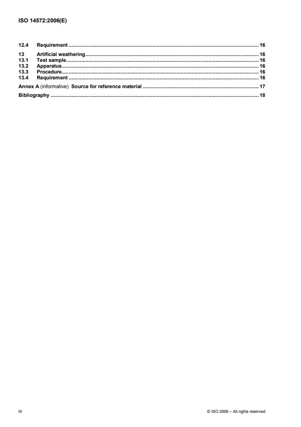 ISO 14572:2006 ISO 14572:2006 - Road vehicles -- Round, screened and unscreened 60 V and 600 V multi-core sheathed cables -- Test methods and requirements for basic and high-performance cables - Page 4 preview