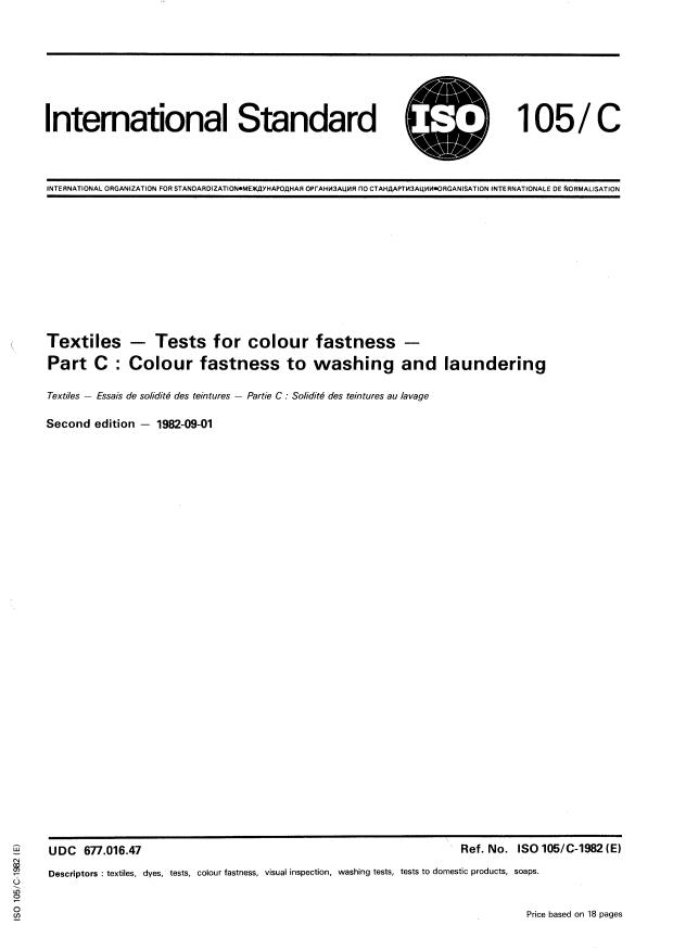 ISO 105-C:1982 - Textiles -- Tests for colour fastness