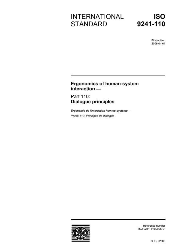 ISO 9241-110:2006 - Ergonomics of human-system interaction