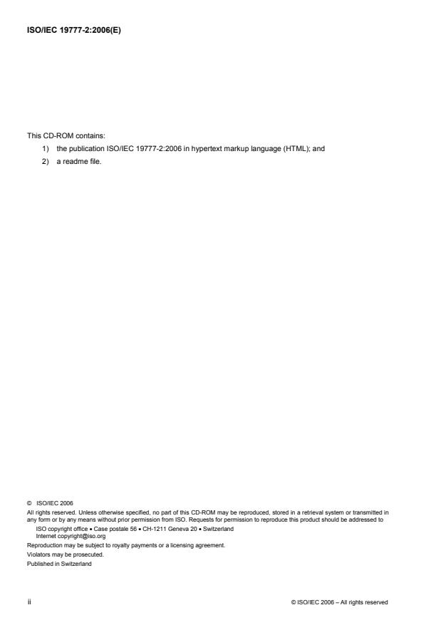 ISO/IEC 19777-2:2006 ISO/IEC 19777-2:2006 - Information technology -- Computer graphics and image processing -- Extensible 3D (X3D) language bindings - Page 2 preview