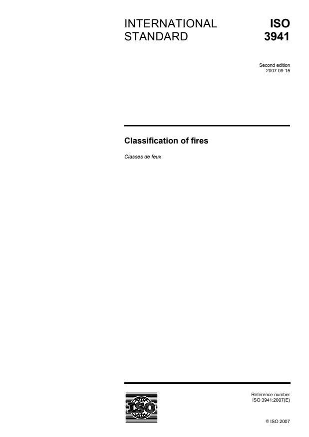 ISO 3941:2007 - Classification of fires