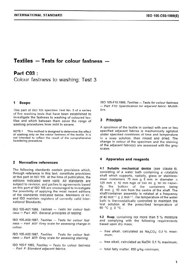 ISO 105-C03:1989 - Textiles -- Tests for colour fastness