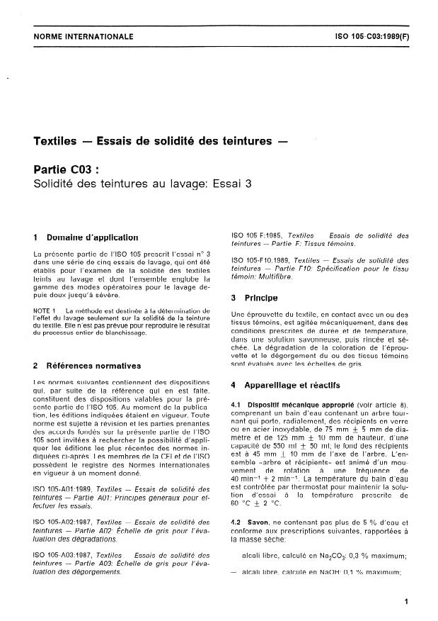 ISO 105-C03:1989 - Textiles -- Essais de solidité des teintures