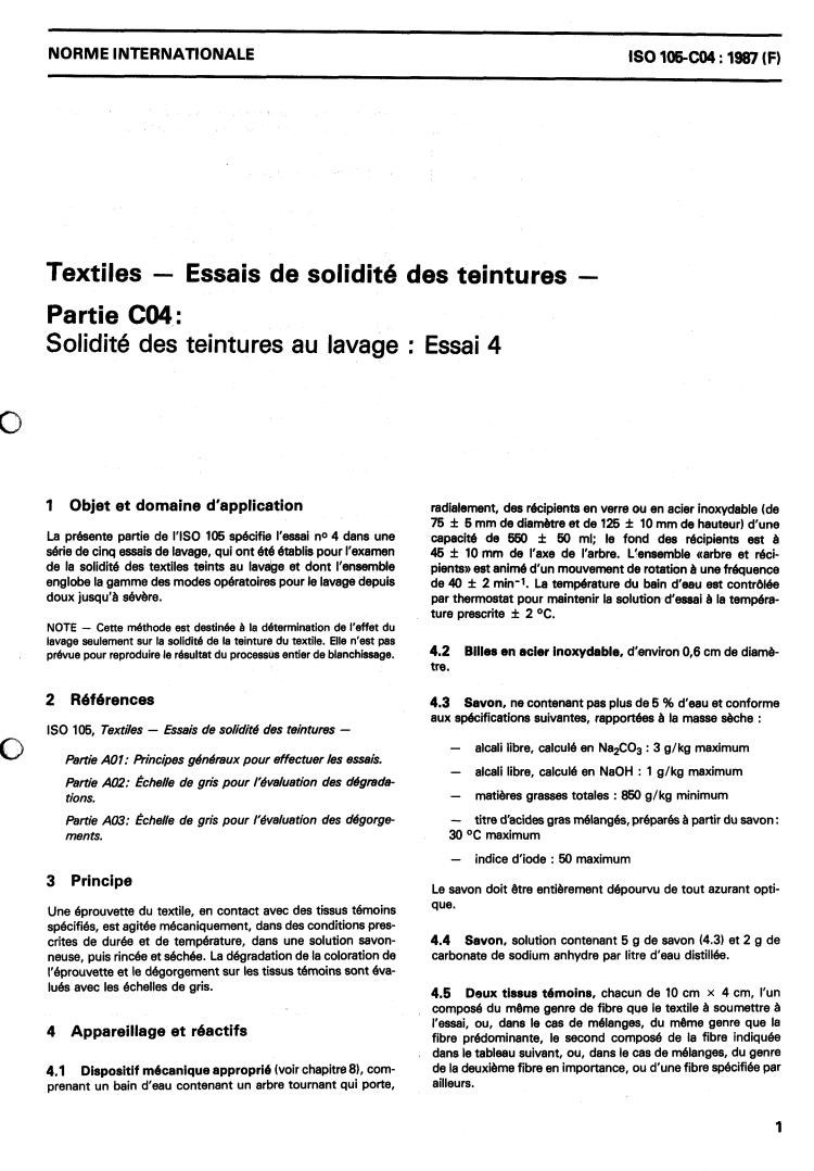 ISO 105-C04:1987 - Textiles — Tests for colour fastness — Part C04: Colour fastness to washing : Test 4
Released:12/17/1987