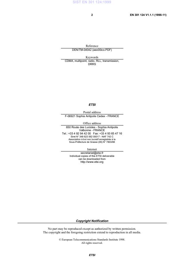 SIST EN 301 124:1999 SIST EN 301 124:1999 - Page 4 preview