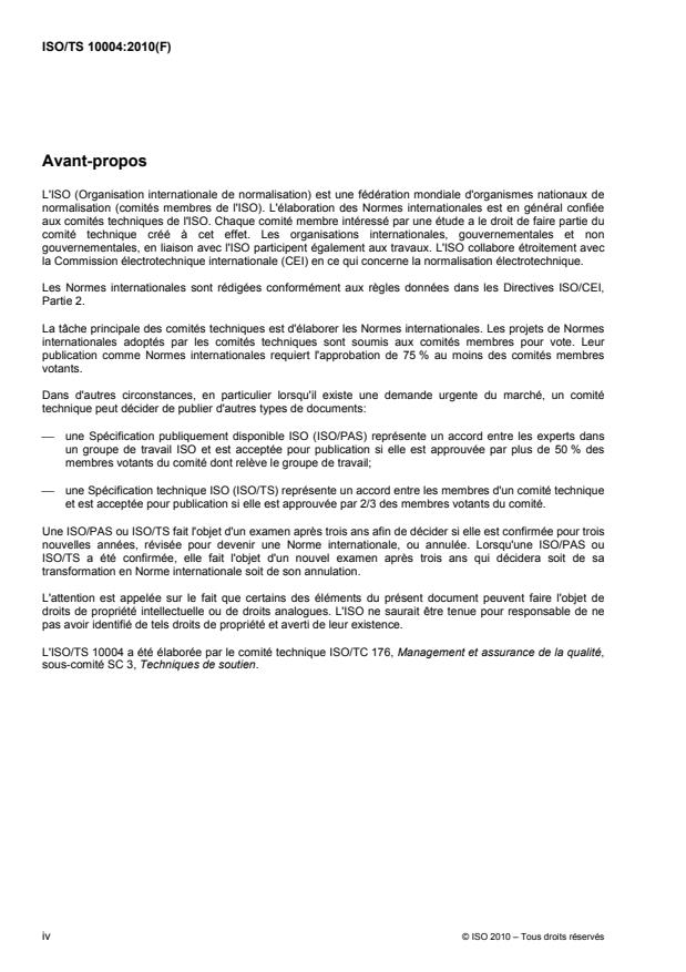 ISO/TS 10004:2010 ISO/TS 10004:2010 - Management de la qualité -- Satisfaction du client -- Lignes directrices relatives a la surveillance et au mesurage - Page 4 preview