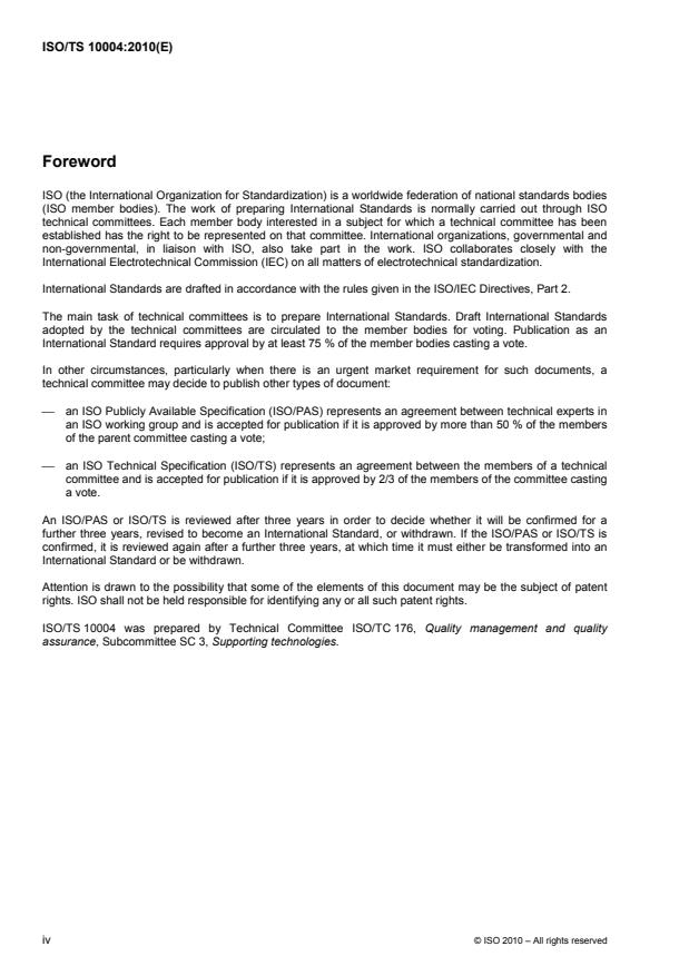 ISO/TS 10004:2010 ISO/TS 10004:2010 - Quality management -- Customer satisfaction -- Guidelines for monitoring and measuring - Page 4 preview