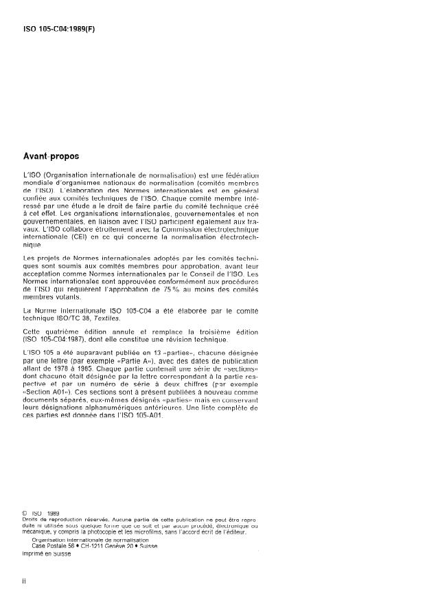 ISO 105-C04:1989 ISO 105-C04:1989 - Textiles -- Essais de solidité des teintures - Page 2 preview
