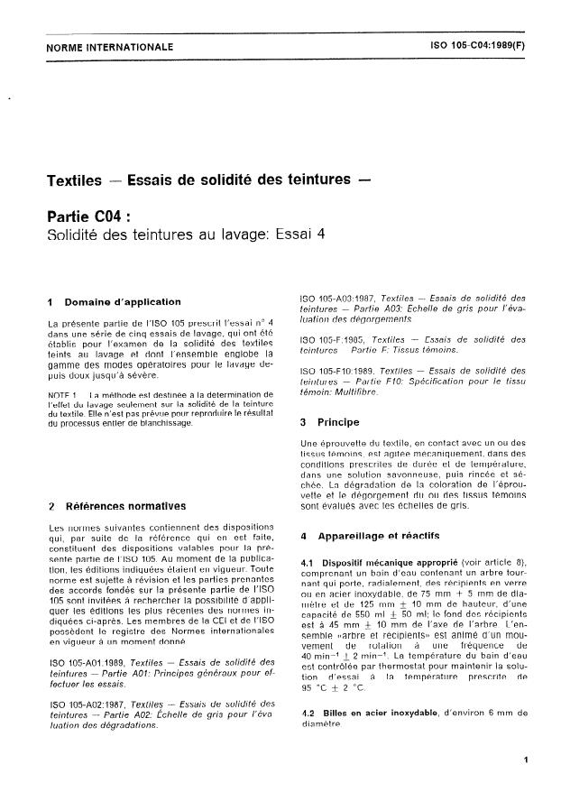 ISO 105-C04:1989 - Textiles -- Essais de solidité des teintures