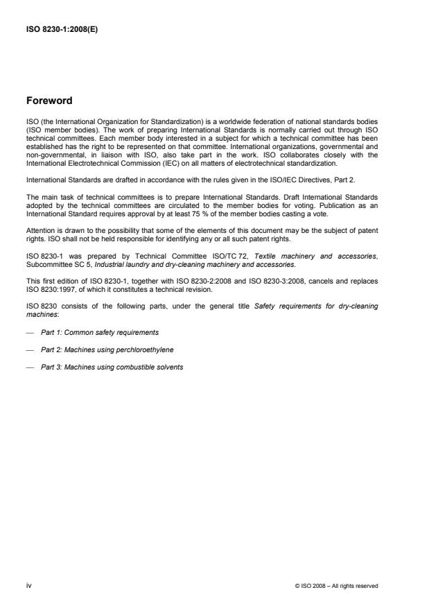 ISO 8230-1:2008 ISO 8230-1:2008 - Safety requirements for dry-cleaning machines - Page 4 preview