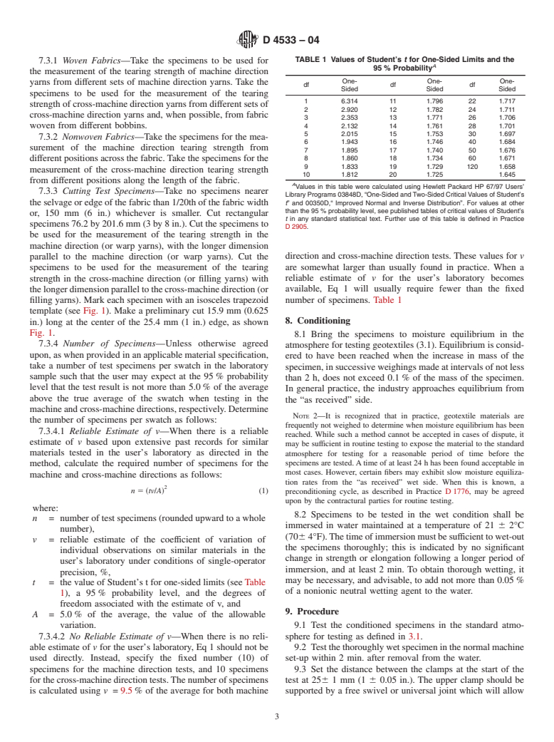 ASTM D4533-04 - Standard Test Method for Trapezoid Tearing Strength of Geotextiles