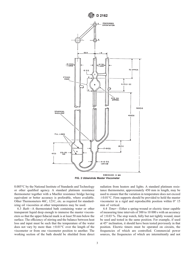 ASTM D2162-99e1 - Standard Test Method for Basic Calibration of Master Viscometers and Viscosity Oil Standards