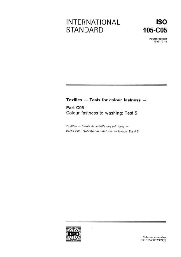 ISO 105-C05:1989 - Textiles -- Tests for colour fastness