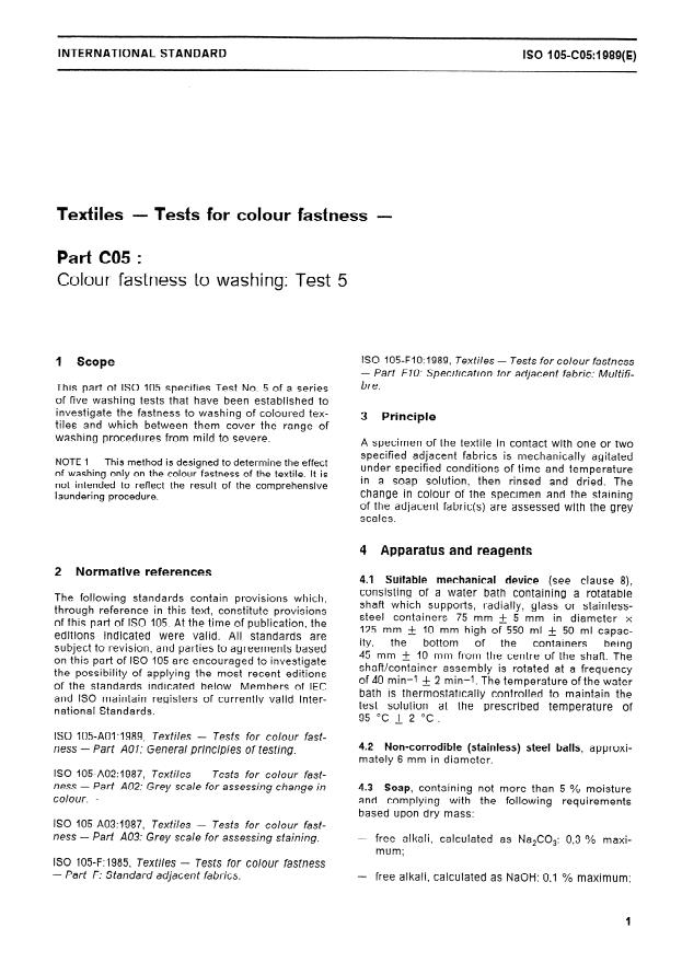 ISO 105-C05:1989 - Textiles -- Tests for colour fastness