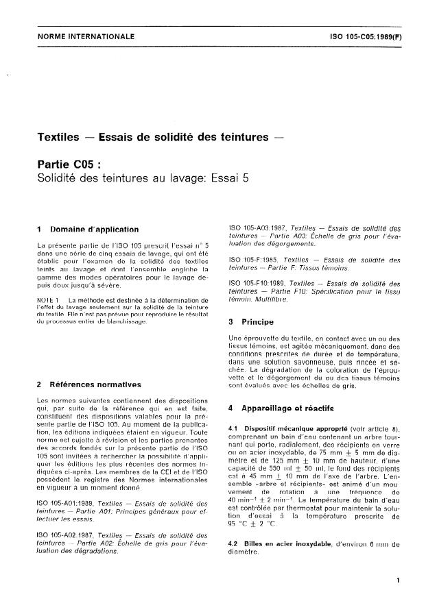 ISO 105-C05:1989 - Textiles -- Essais de solidité des teintures