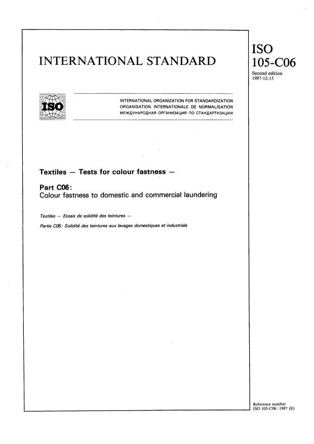ISO 105-C06:1987 - Textiles -- Tests for colour fastness