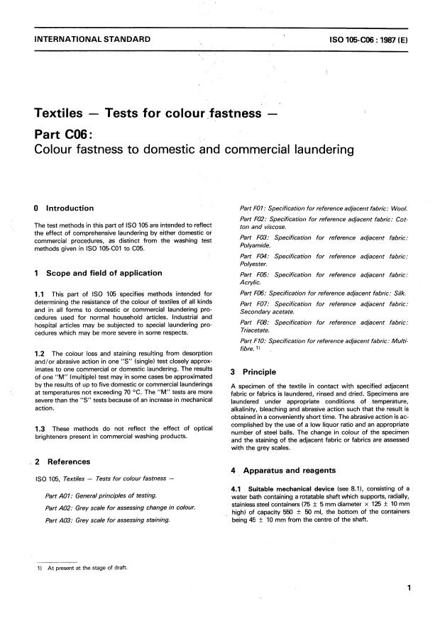 ISO 105-C06:1987 - Textiles -- Tests for colour fastness