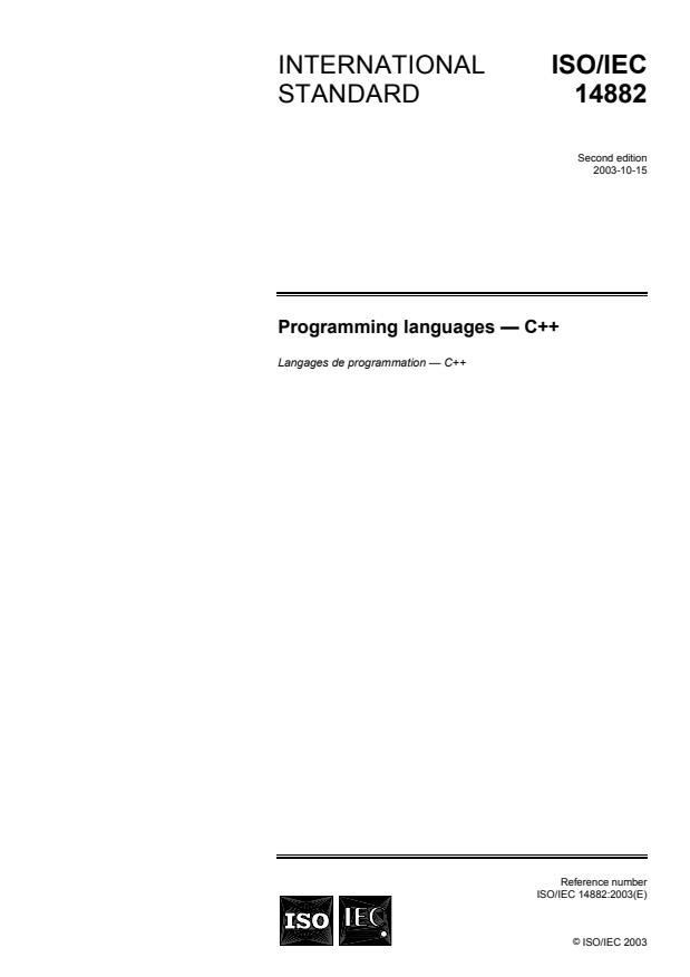 ISO/IEC 14882:2003 - Programming languages -- C++