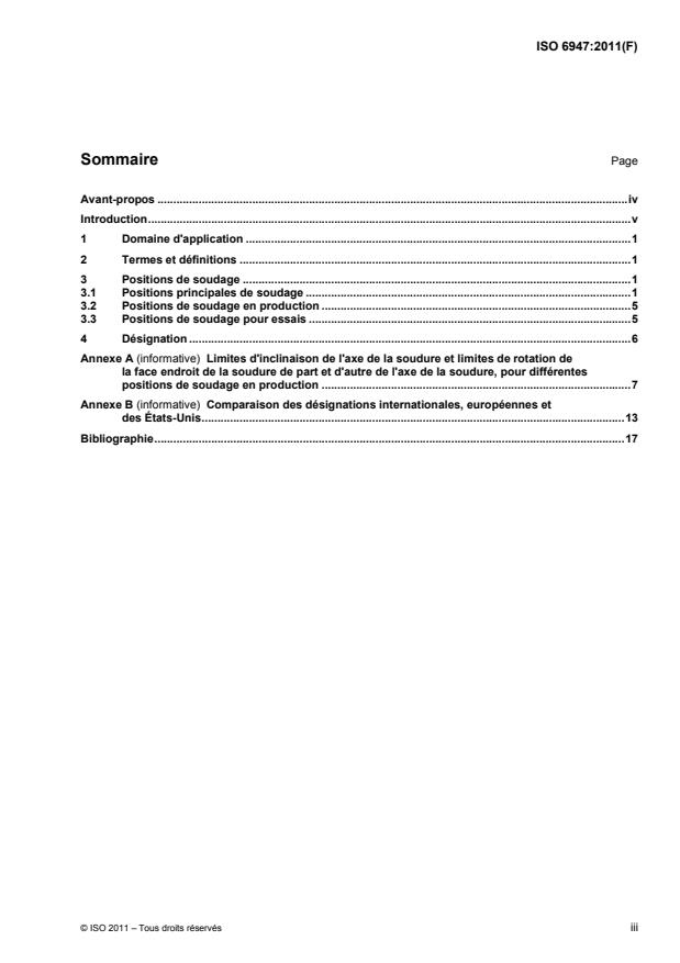 ISO 6947:2011 - Soudage et techniques connexes -- Positions de soudage