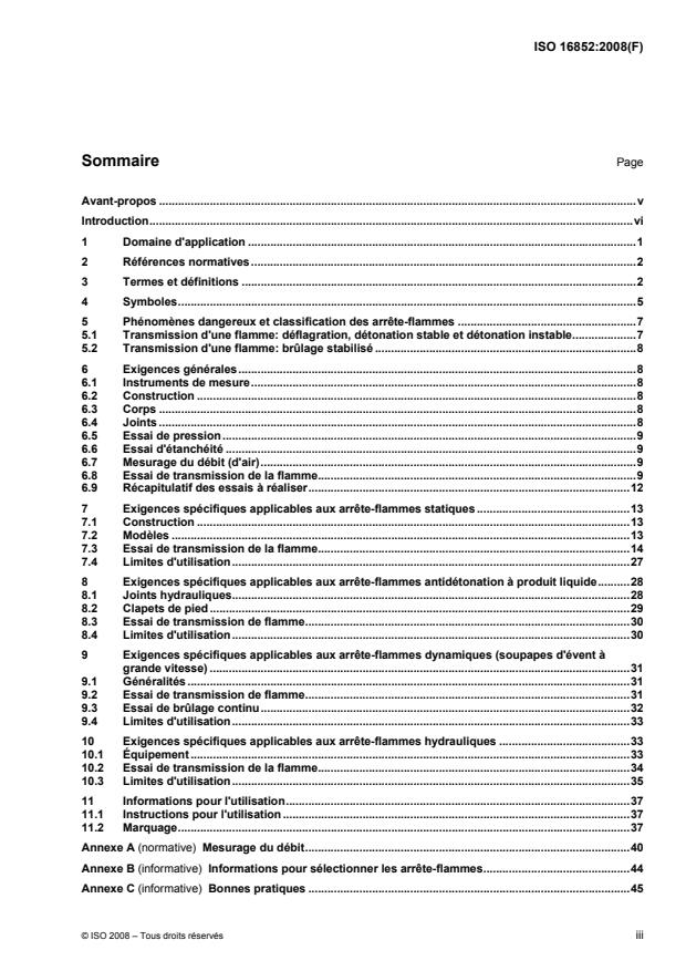 ISO 16852:2008 - Arrete-flammes -- Exigences de performance, méthodes d'essai et limites d'utilisation