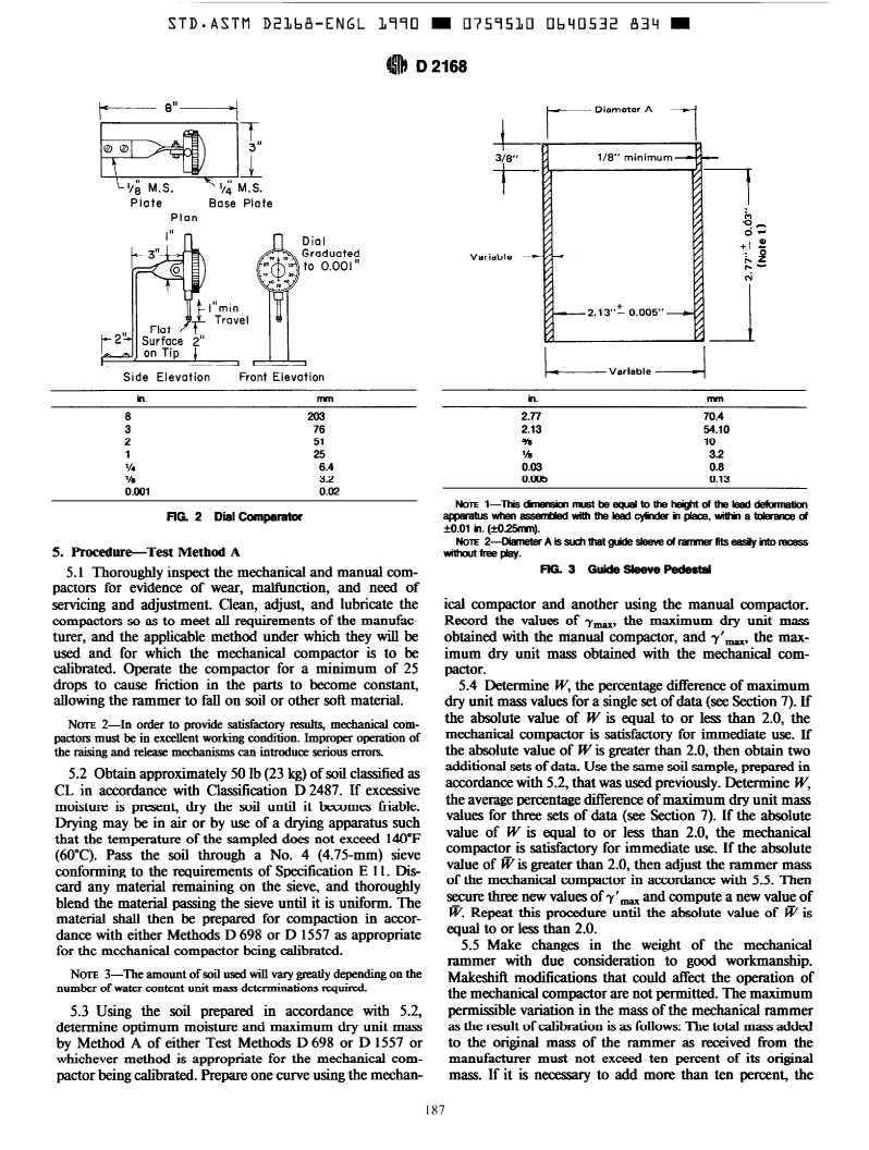 ASTM D2168-90(1996)e1 - Standard Test Methods for Calibration of Laboratory Mechanical-Rammer Soil Compactors