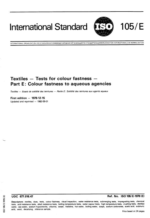ISO 105-E:1978 - Textiles -- Tests for colour fastness